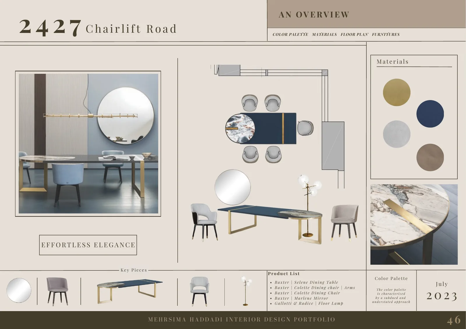 2427 Chairlift Road interior design concept board