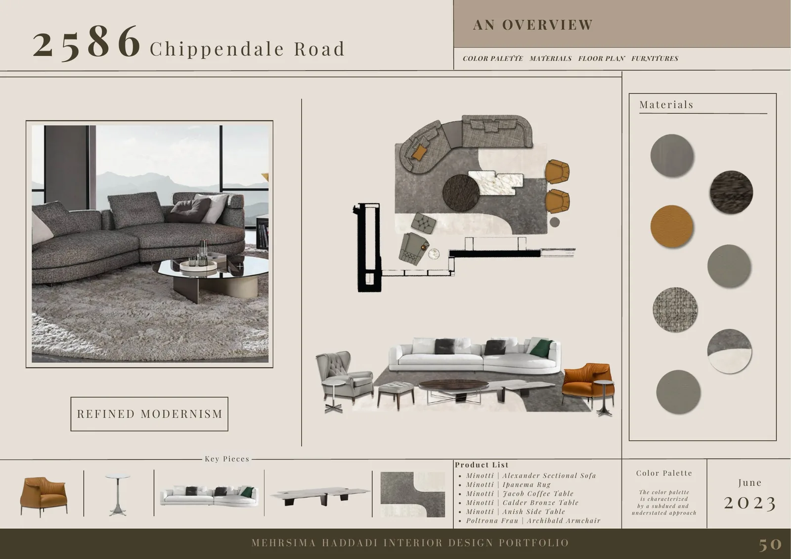 2586 Chippendale Road interior design concept board