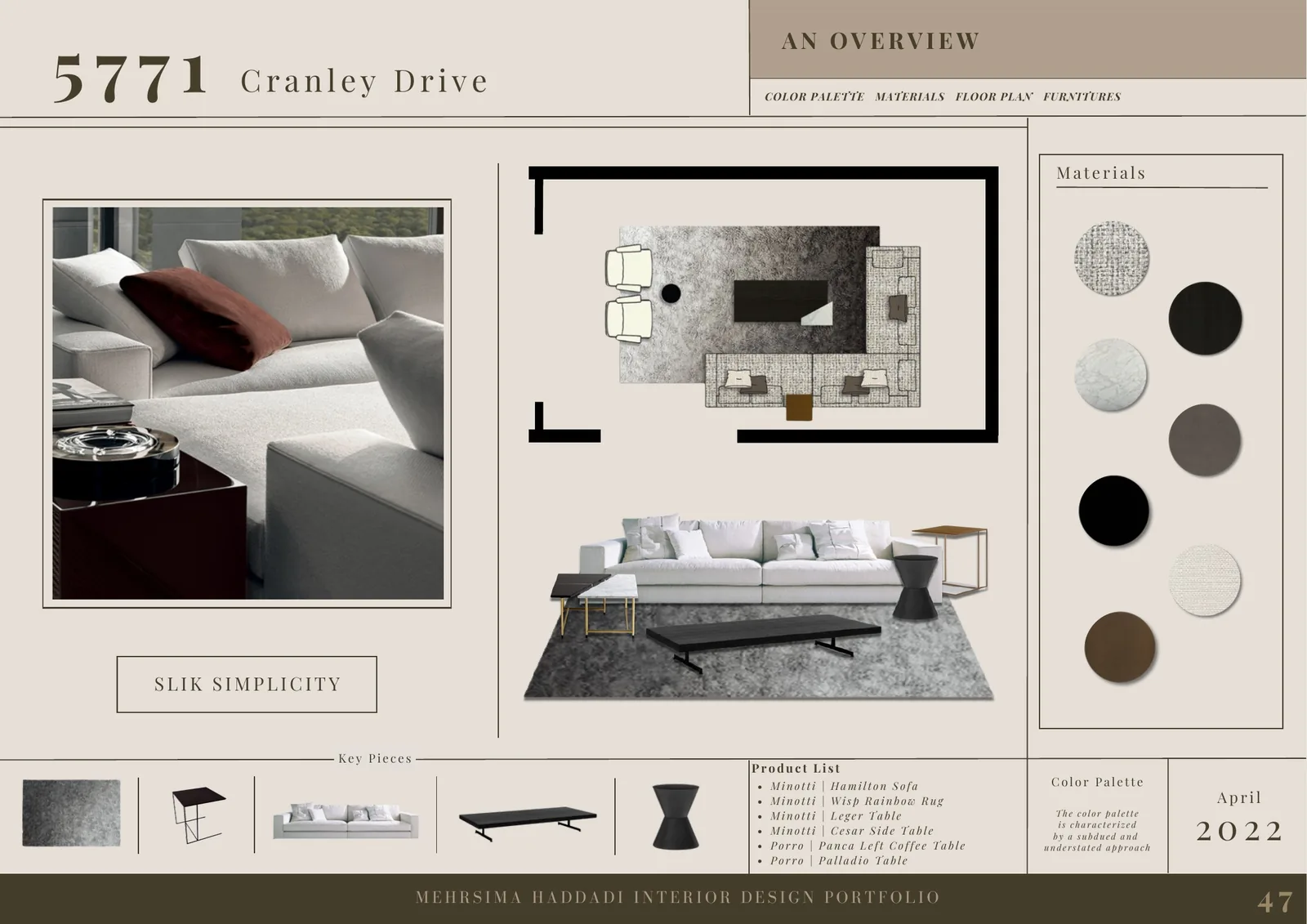 5771 Cranley Drive Slik Simplicity interior concept board