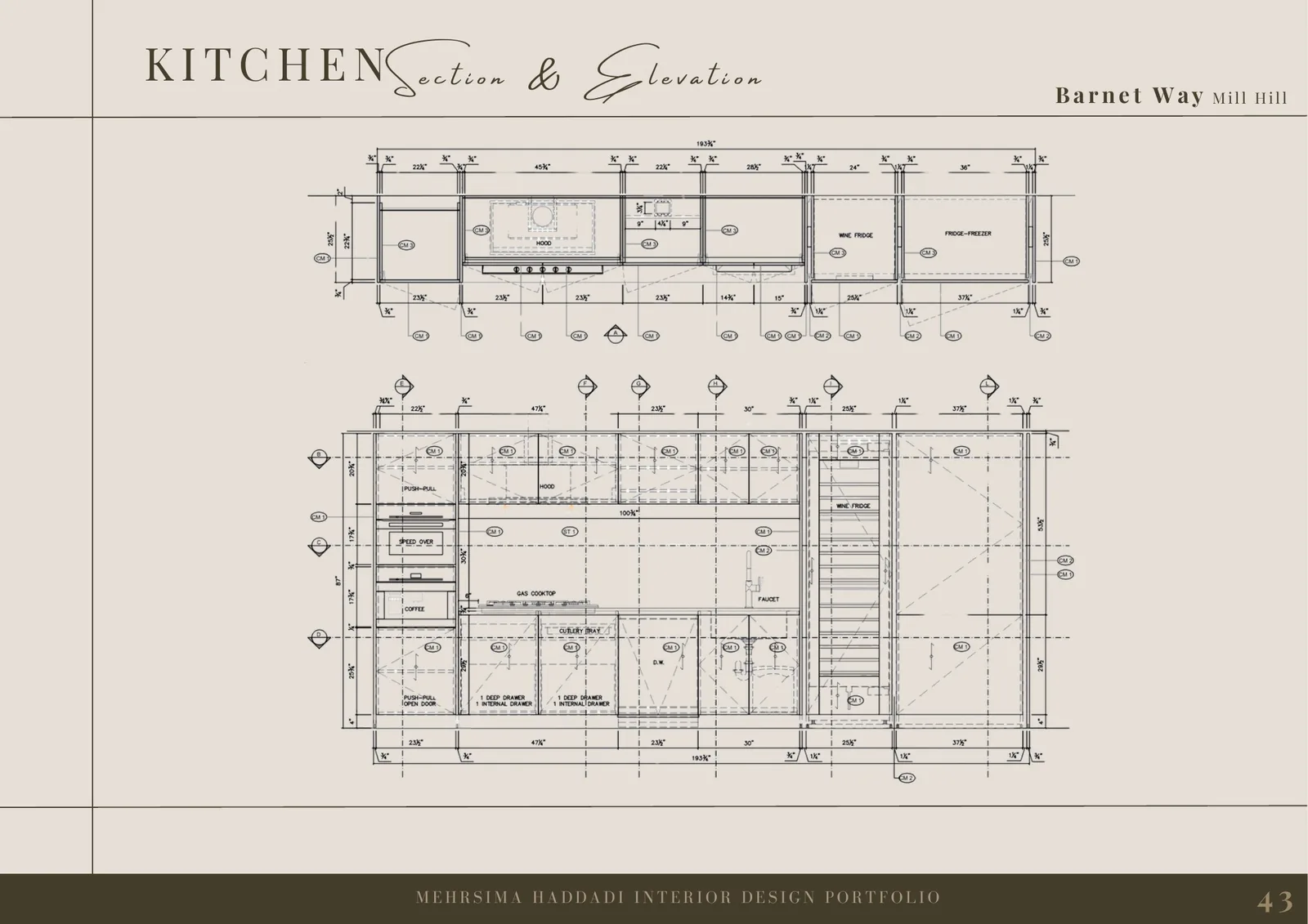 London House kitchen sections and elevation