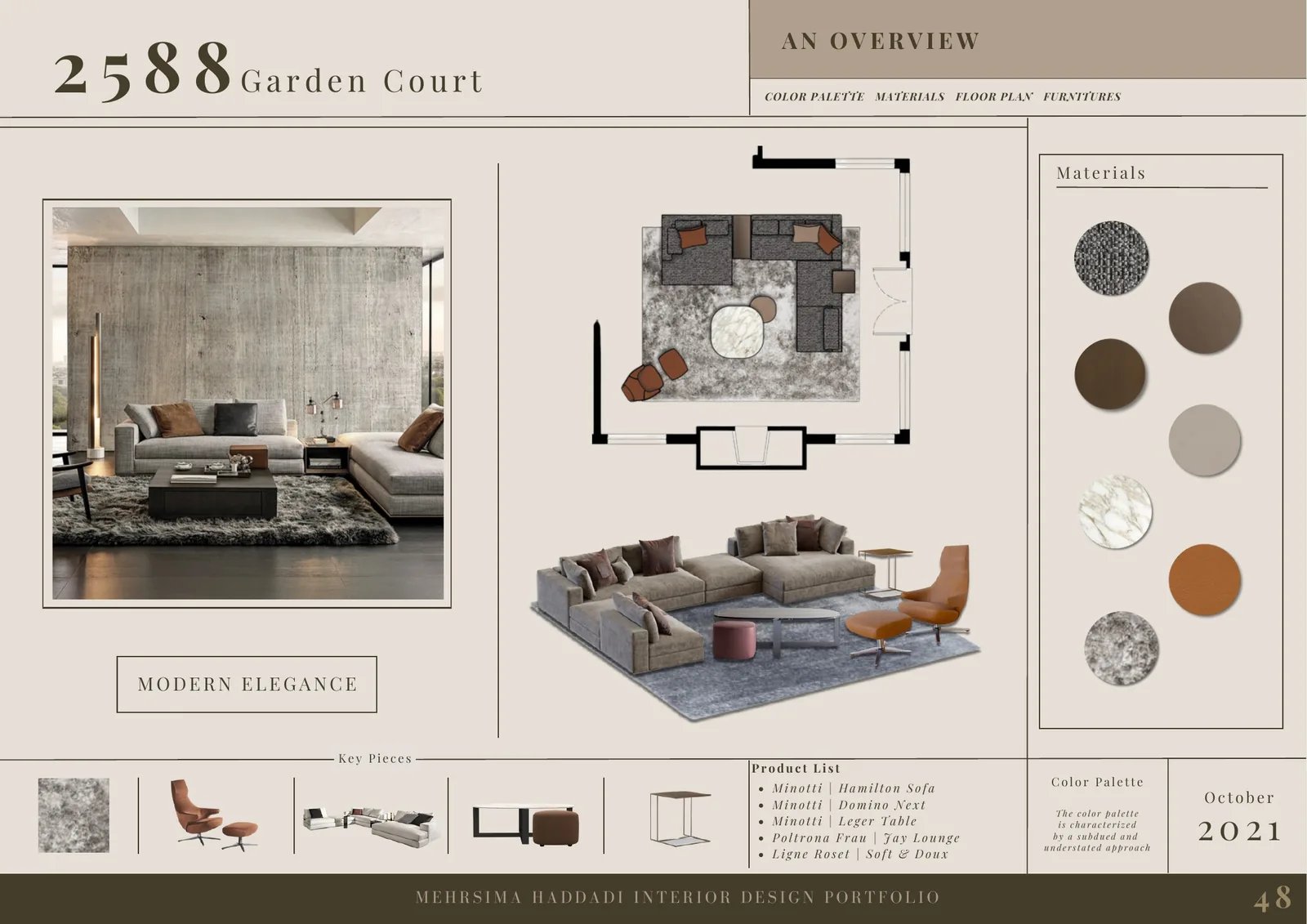2588 Garden Court interior design concept board
