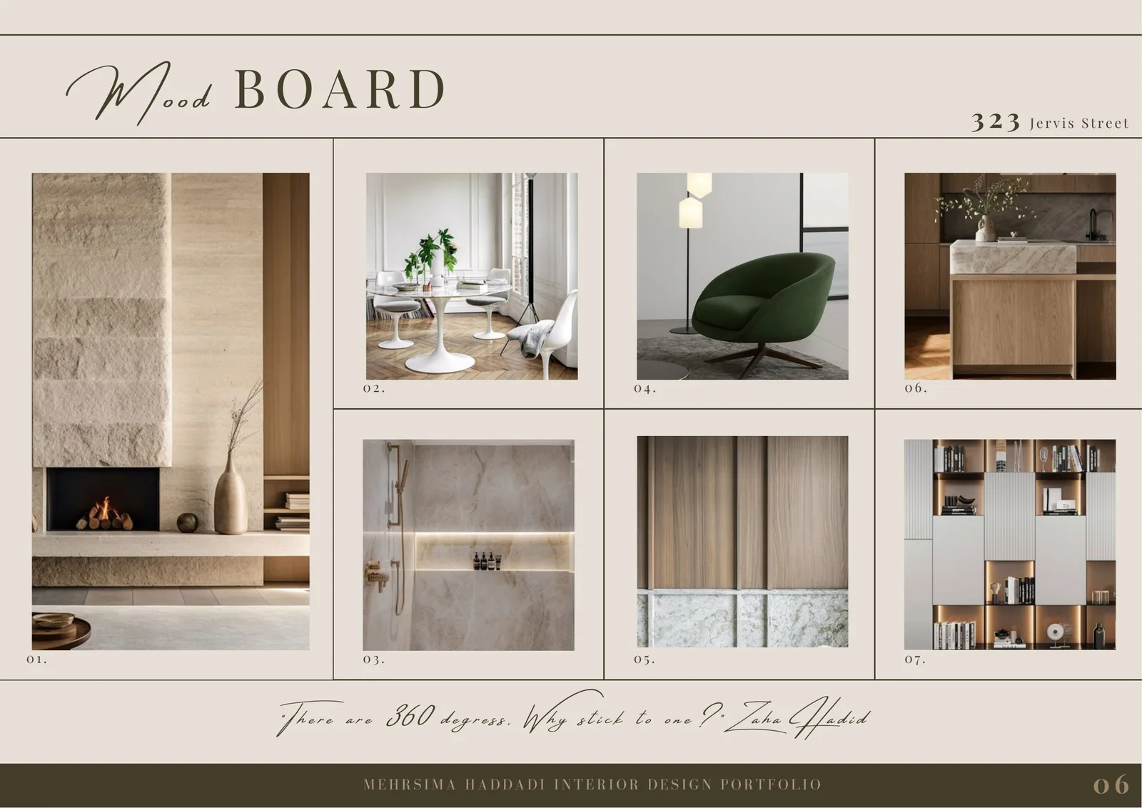 323 Jervis Street interior mood board